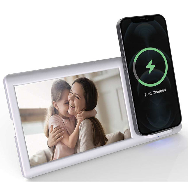 Smartpix Wireless-Charging Photo Frame, White