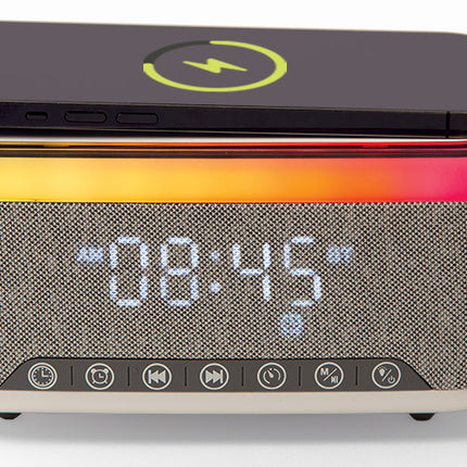WIRELESS-CHARGING SPEAKER AND CLOCK