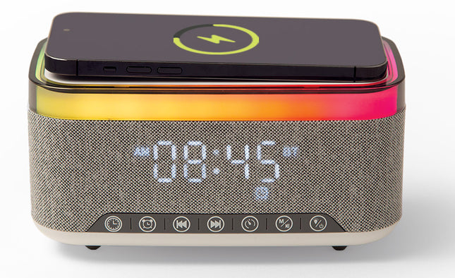WIRELESS-CHARGING SPEAKER AND CLOCK