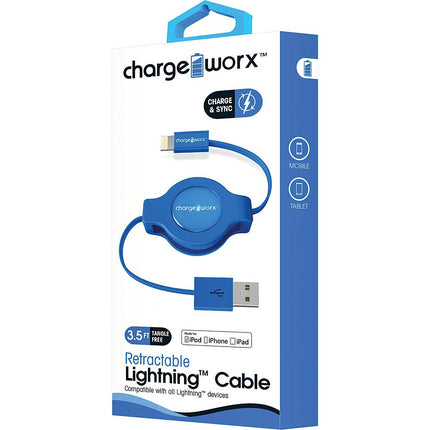 3Ft Lightning Retractable Cable, Blue
