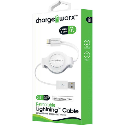 3Ft Lightning Retractable Cable, White