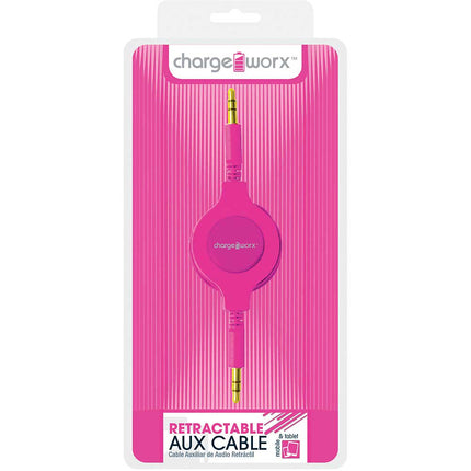 CX5503PK Retractable Auxiliary Audio Cable, Pink