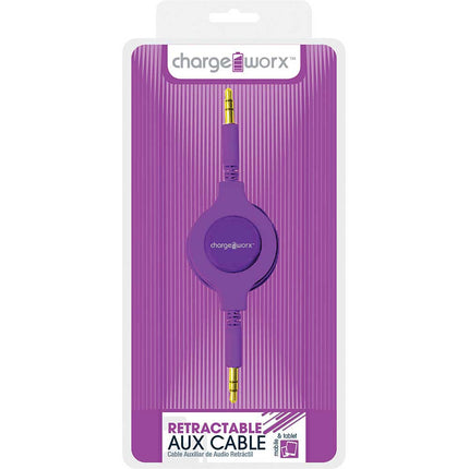 CX5503VT Retractable Auxiliary Audio Cable, Purple
