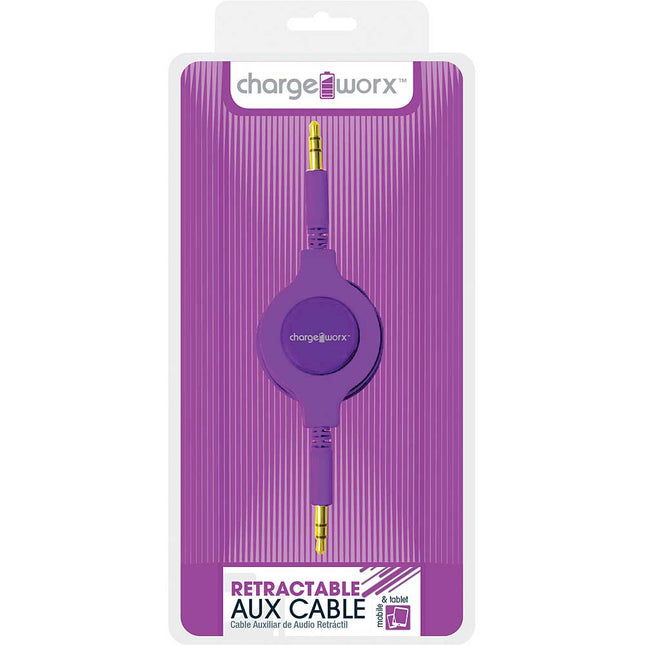 CX5503VT Retractable Auxiliary Audio Cable, Purple