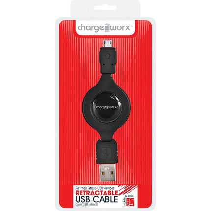 CX5506BK Micro USB Retractable Sync & Charge Cable, Black