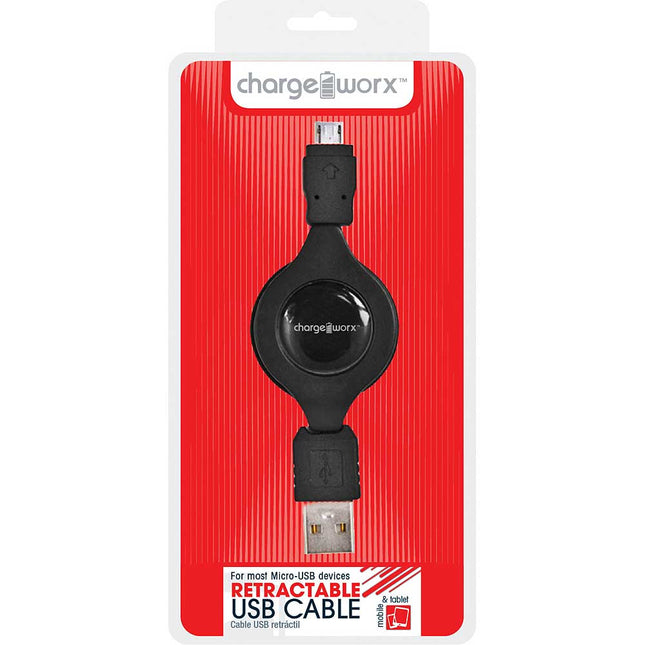 CX5506BK Micro USB Retractable Sync & Charge Cable, Black