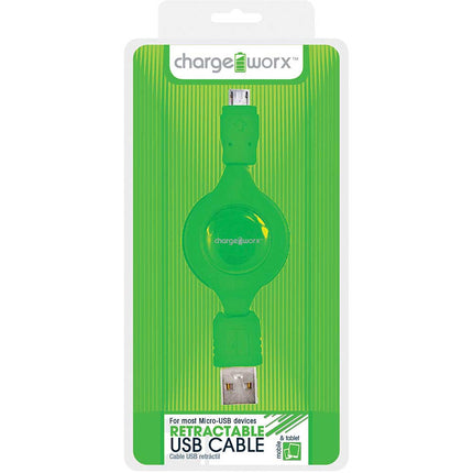 CX5506GN Micro USB Retractable Sync & Charge Cable, Green