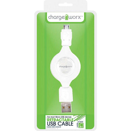 CX5506WH Micro USB Retractable Sync & Charge Cable, White
