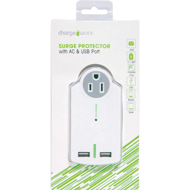 CX6002WH 3-AC/2-USB Folding Wall Outlet Surge