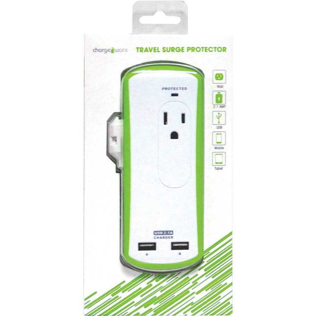 CX6004WH 2-AC/2-USB Folding Dongle Wall Outlet Surge