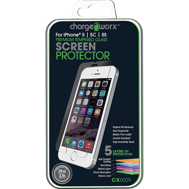 CX6009 iPhone 5, Premium Tempered Glass Protector, 1pk