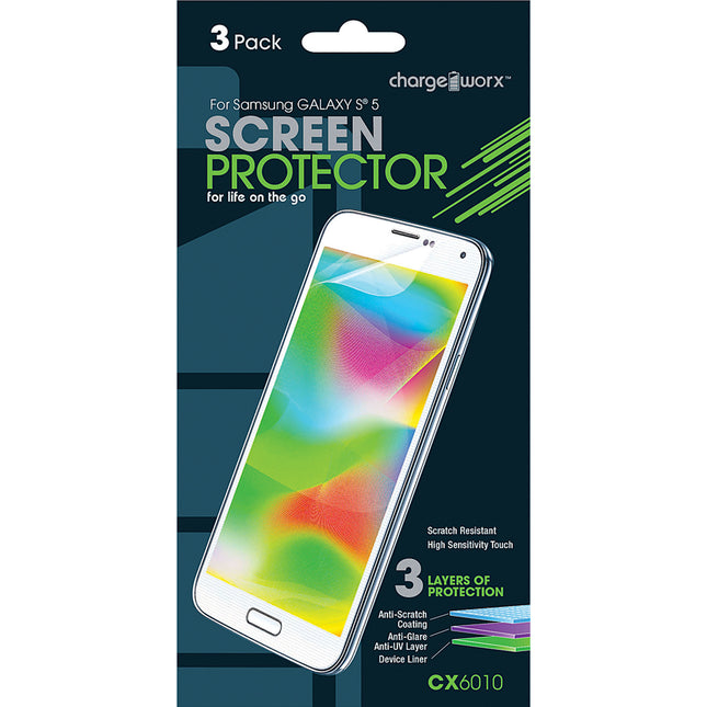 CX6010 Samsung GALAXY S5 Screen Protector, 3pk