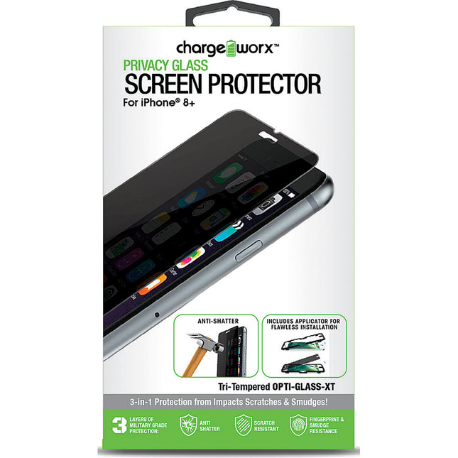 iPhone 8+, Privacy Glass Screen Protector, 1 pk