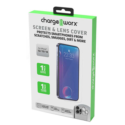 Premium Tempered Glass Screen Protector, For iPhone 13/14 + Lens Protector 1+1