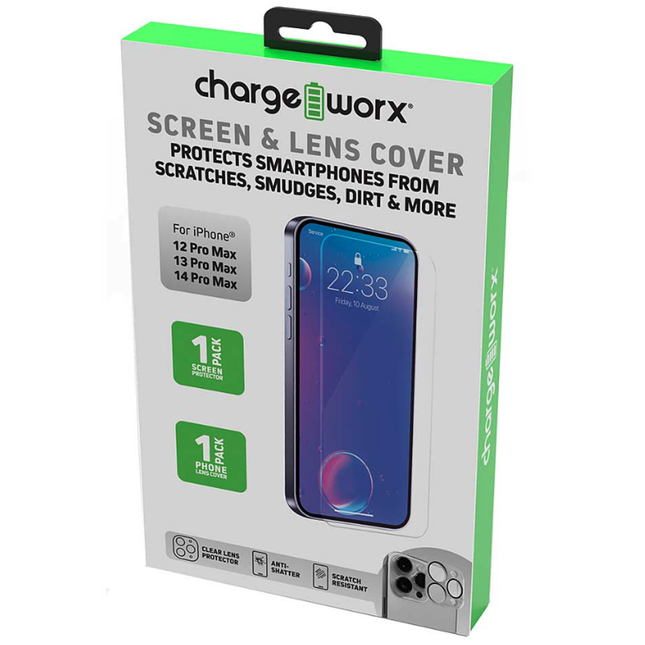 Premium Tempered Glass Screen Protector, For iPhone 13PRO MAX/14PRO MAX + Lens Protector 1+1