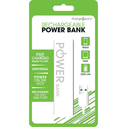 CX6501WH 2000mAh Rechargeabl Power Bank, White