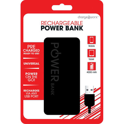 CX6502BK 4000mAh Rechargeable Power Bank, Black