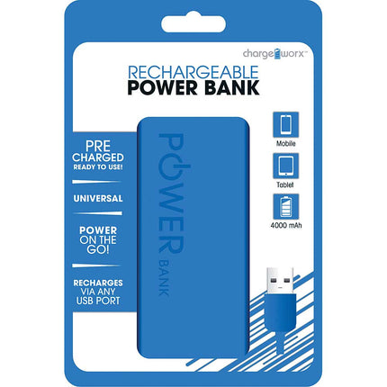 CX6502BL 4000mAh Rechargeable Power Bank, Blue