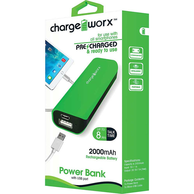 CX6502GN 4000mAh Rechargeable Power Bank, Green