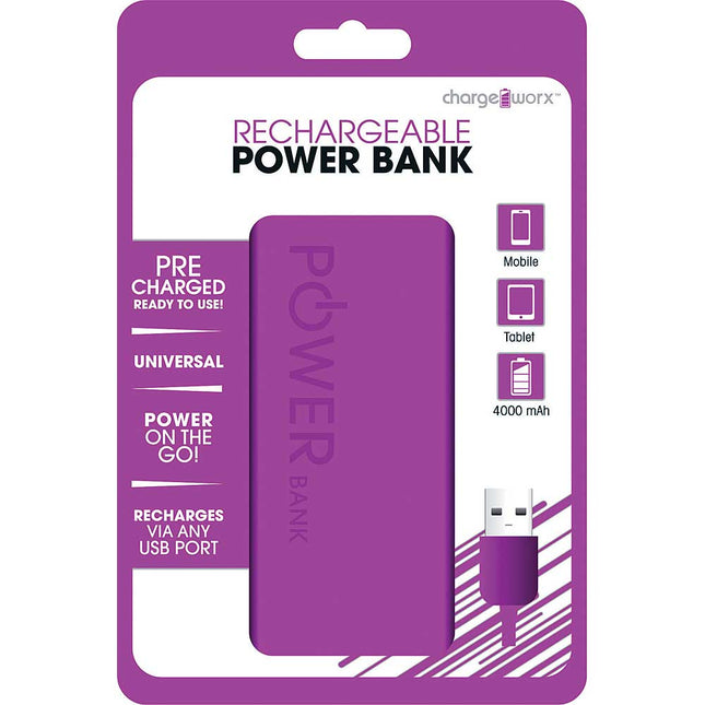 CX6502VT 4000mAh Rechargeable Power Bank, Purple