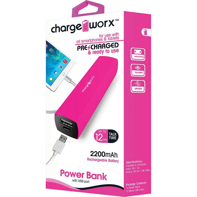 2000mAh Premium Power Bank, Pink