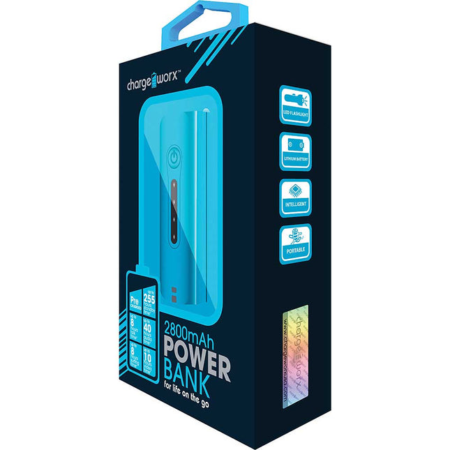 CX6513BL 2800mAh Rechargeable Power Bank, Blue