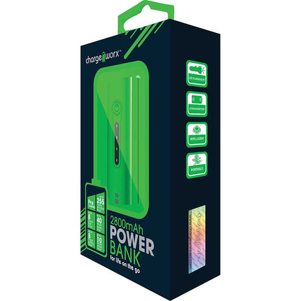 CX6513GN 2800mAh Rechargeable Power Bank, Green