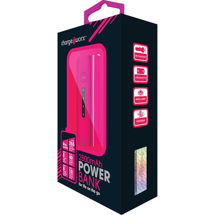 CX6513PK 2800mAh Rechargeable Power Bank, Pink