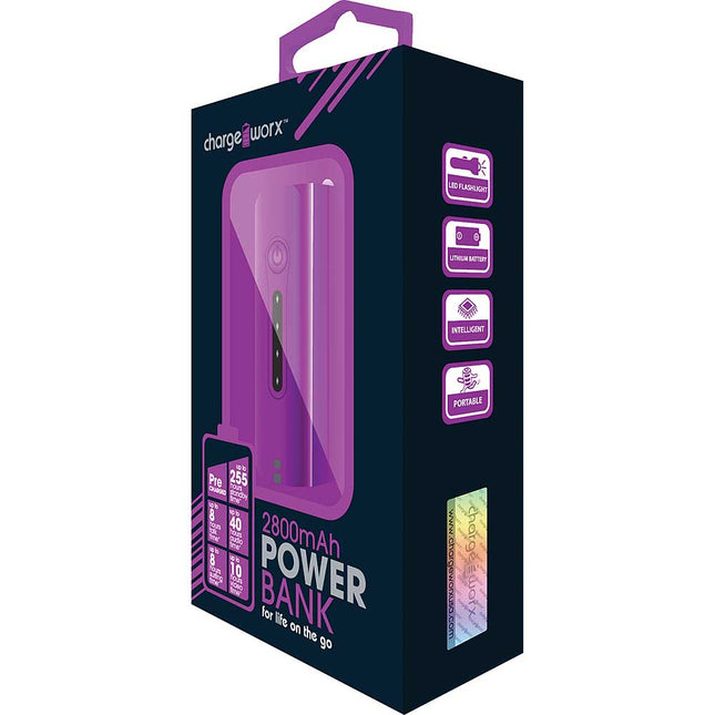 CX6513VT 2800mAh Rechargeable Power Bank, Purple