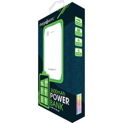 CX6515WH 3600mah Rechargeable Power Bank, White