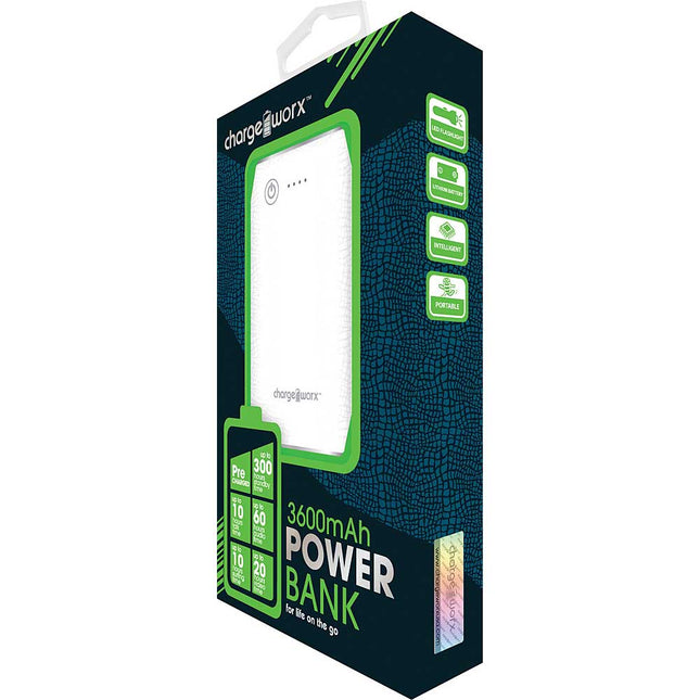 CX6515WH 3600mah Rechargeable Power Bank, White