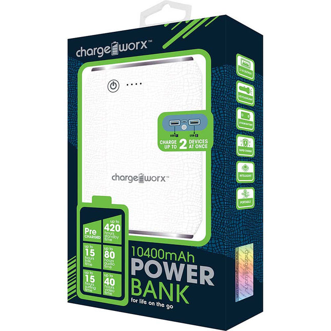 CX6517WH 10400mah Rechargeable Power Bank, White