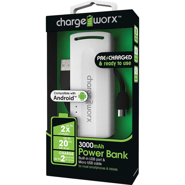 CX6524WH 2600mAh Rechargeable Power Bank, White