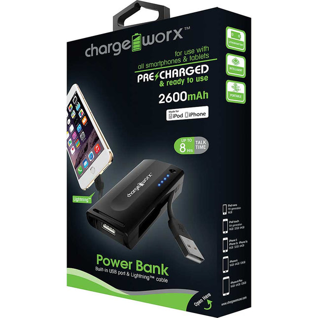 CX6525BK 2600mAh Rechargeable Power Bank, Black