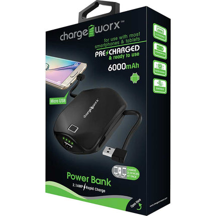 CX6526BK 6000mAh Rechargeable Power Bank, Black