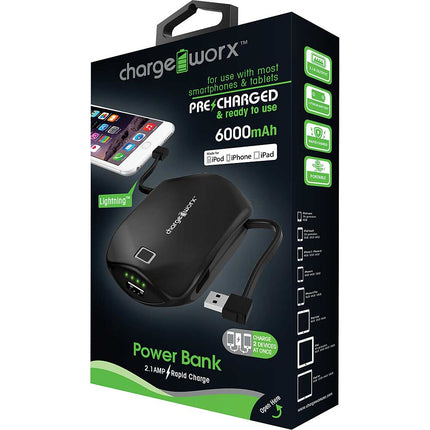 CX6527BK 6000mAh Rechargeable Power Bank, Black