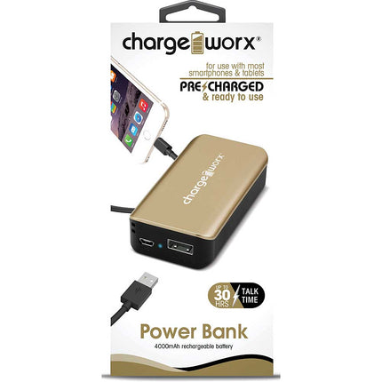 4000mAh Power Bank, Gold
