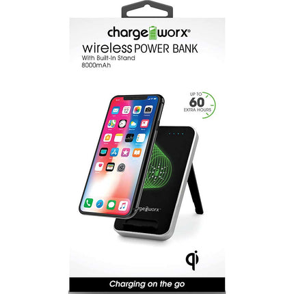 8,000mAh Wireless Power Bank with Built-in Stand, Black