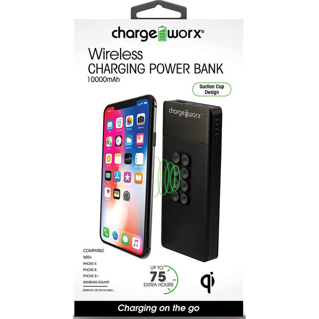 10,000mAh Wireless Power Bank, Black