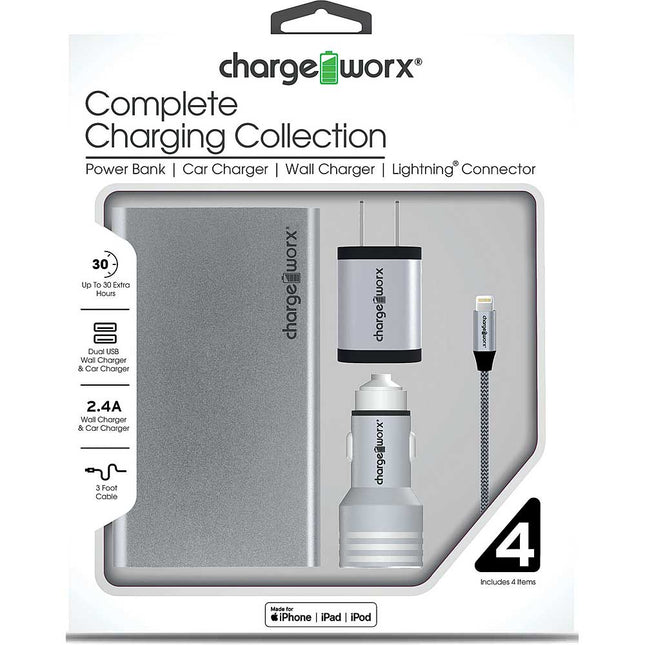 Metallic Complete Charging Collection w/Lightning Cable, Silver