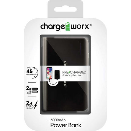 6,000mAh Power Bank, Black