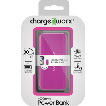 4,000mAh Power Bank, Pink