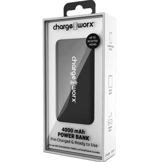 4000 mAh Pre-Charged & Ready to Use Power Bank, Black