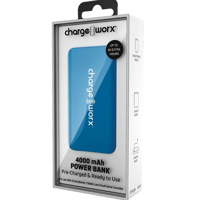 4000mAh Pre-Charged & Ready to Use Power Bank, Blue