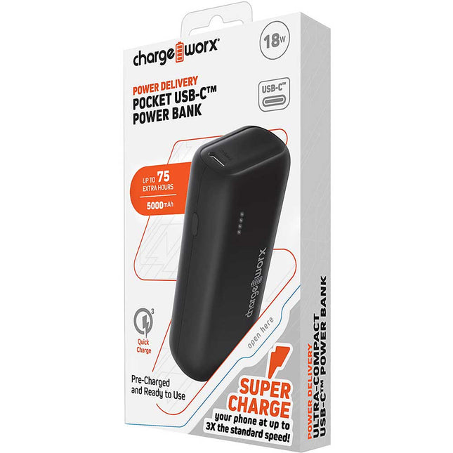 5000mAh Pocket USB-C™ Power Bank w/Power Delivery & Quick charge