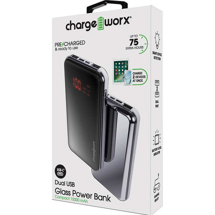 10000mAh Dual USB Glass Power Bank