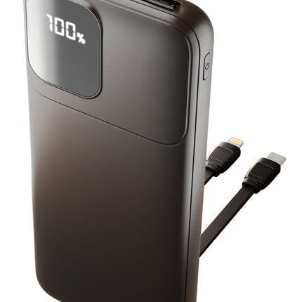 12,000 MAH POWER BANK WITH BUILT-IN CABLES