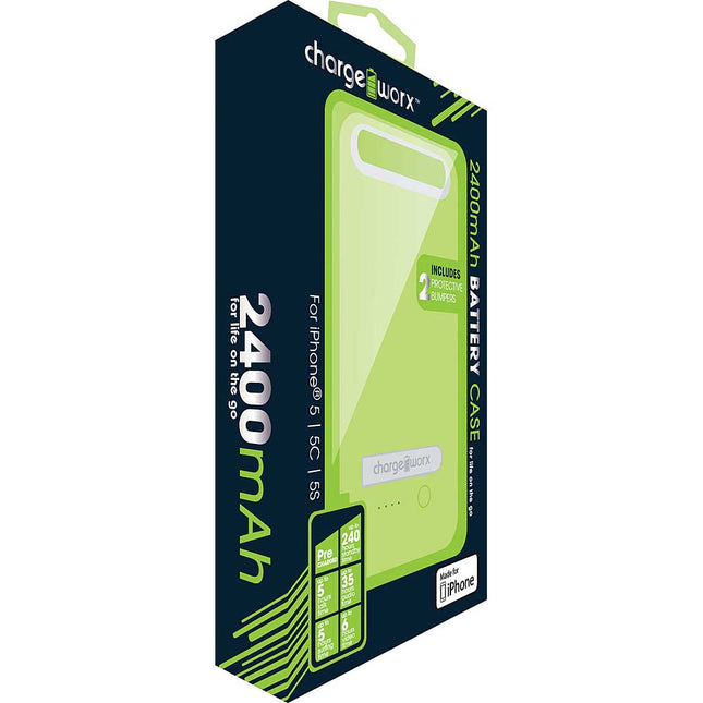 CX7001GN 2400 mAh Battery Case for iPhone 5/5C/5S, Green