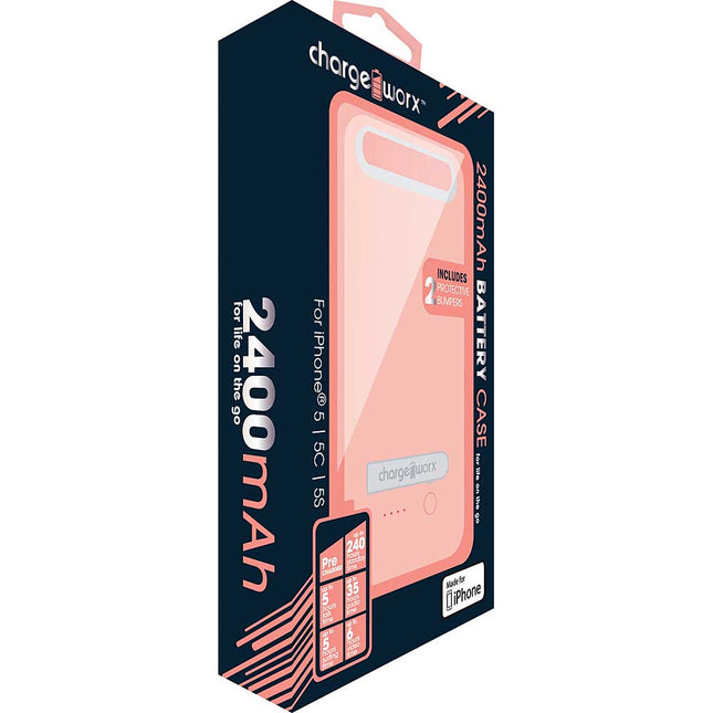 CX7001PK 2400 mAh Battery Case for iPhone 5/5C/5S, Pink