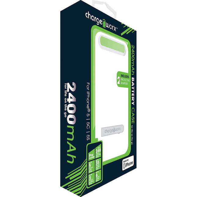 CX7001WH 2400 mAh Battery Case for iPhone 5/5C/5S, White